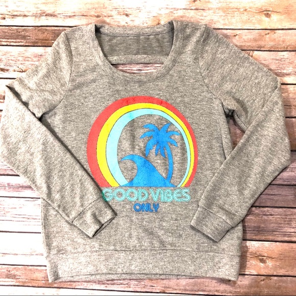 Chaser Tops - CHASER good vibes only gray pullover